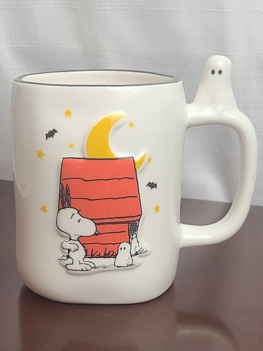 Peanuts, Rae Dunn Collab. 3D Snoopy Halloween Mug/Ghost Handle, Boo Collectable